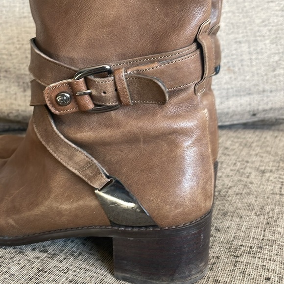 Stuart Weitzman Ranch Dressing Moto Brown Leather Booties Size 9.5 - Picture 8 of 16